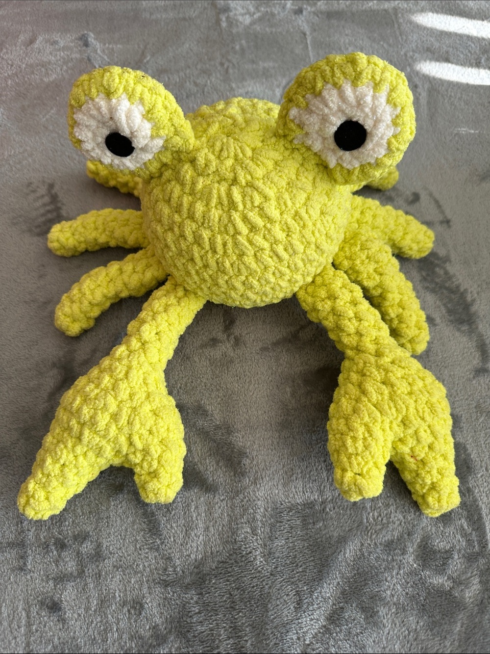 Handmade Plush Crab Toy - Yellowish/Green Shimmer Plush Crab 🦀 Crochet.